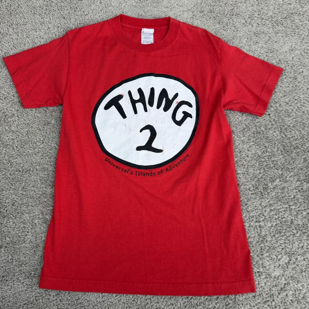 Thing 2 Shirt Mens Small Red Universal Orlando Dr Seuss Graphic Tee Top